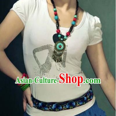 Traditional Chinese Miao Nationality Belts, Hmong Female Folk Wedding Embroidery Belt, Chinese Minority Nationality Jewelry Accessories for Women