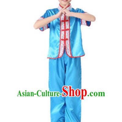 Chinese Traditional Wu Shu Clothes For Children Boys Girls Teenager Kung Fu Dress Tai Chi Tai Ji Chuan Martial Arts Uniform Complete Set Blue