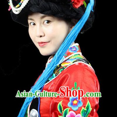 Traditional Chinese Naxi Nationality Jewelry Accessories Hats, Hmong Ethnic Accessories Embroidery Headwear Hat for Women