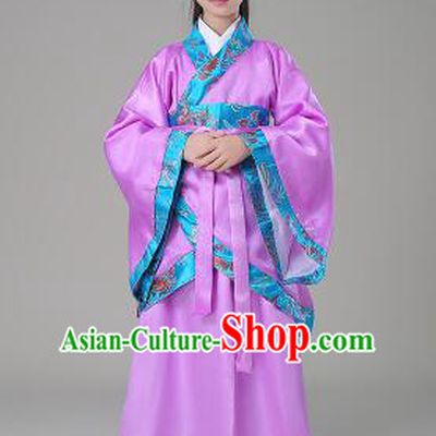 Traditional Chinese Dress Girls Han Fu Han Dynasty Clothes RuQun Children Kid Stage Show Ceremonial Costumes Purple