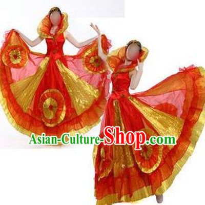 Traditional Spain Modern Dancing Costume, Women Opening Dance Costume, Spanish Modern Dance Dress for Women