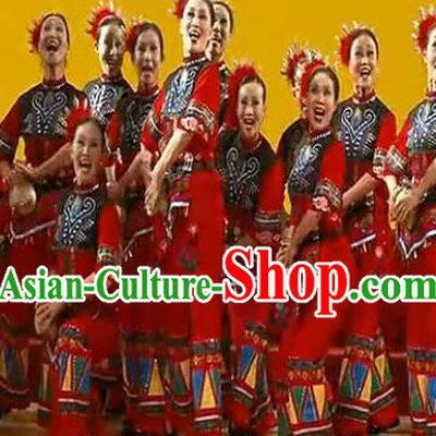 Traditional Chinese She Nationality Dancing Costume, Shezu Female Folk Dance Ethnic Dress, Chinese Minority Nationality Embroidery Costume for Women