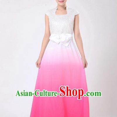 Chinese Classic Stage Performance Chorus Singing Group Dance Costumes, Chorus Competition Costume, Compere Costumes for Women