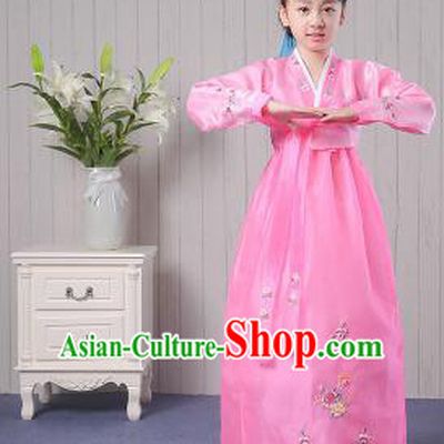 Korean Traditional Costumes Girl Dress Stage Show Dancing Clothes Pink