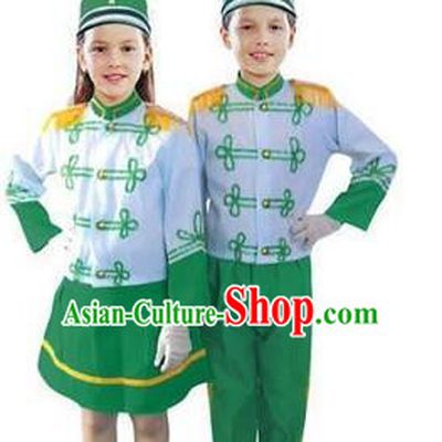 Traditional Modern Military Costume, Children Opening Flag Raiser Ceremony Costume, Modern Military Band Clothing for Students