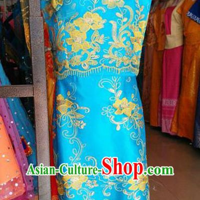 Traditional Asian Thai Children Dance Costume Complete Set, Chinese Dai Nationality Double Gauze Girls Clothing for Kids