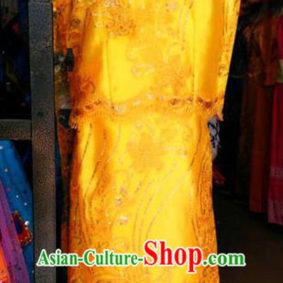 Traditional Asian Thai Children Dance Costume Complete Set, Chinese Dai Nationality Double Gauze Girls Clothing for Kids
