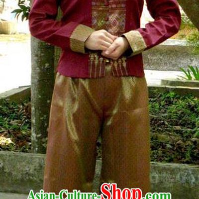 Traditional Asian Thai Dance Costume Complete Set, Chinese Dai Nationality Waitress Clothing for Women