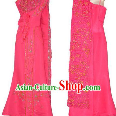 Traditional Asian Thai Wedding Costume Complete Set, Thai Wedding Double Layer Shawl, Chinese Dai Nationality Bride Clothing for Women
