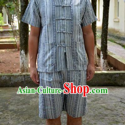 Traditional Asian Thai Male T-shirt, Thai Clothes Signature Cotton Shirt for Men