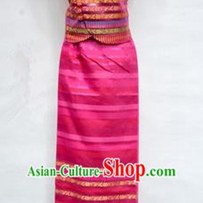 Traditional Asian Thai Dance Costume Complete Set, Chinese Dai Nationality Clothing for Women