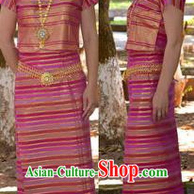 Traditional Asian Thai Dance Costume Complete Set, Chinese Dai Nationality Clothing for Women