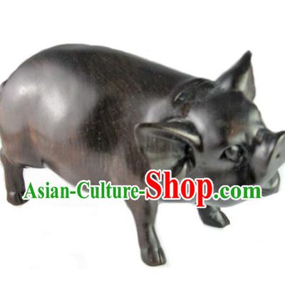 Traditional Asian Thai Furnishing Articles Thai Handmade Handicrafts Accumulate Wood Carving Pig