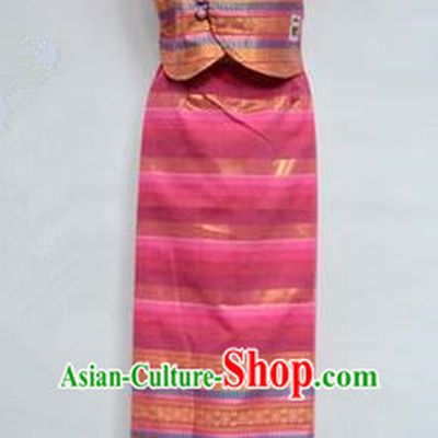 Traditional Asian Thai Dance Costume Complete Set, Chinese Dai Nationality Clothing for Women