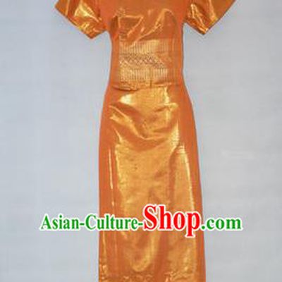 Traditional Asian Thai Dance Costume Complete Set, Chinese Dai Nationality Clothing for Women
