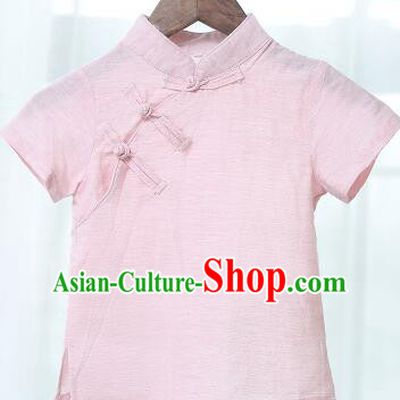 Chinese Style Shirt Min Guo Student Dress Girl Female Kids Show Costume Stage Clothes Pink