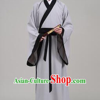 Tang Suit Chinese Traditional Costume Han Fu Garments straight-front Myeonbok Stage Show Dress Gray