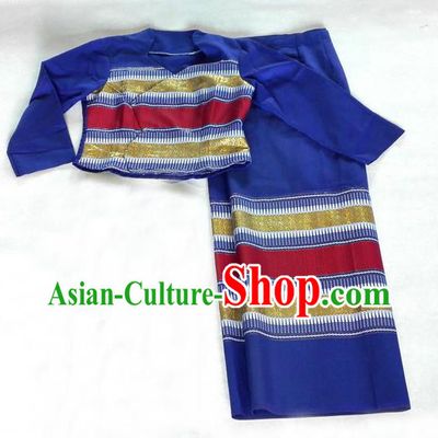 Traditional Asian Thai Costume Complete Set, Thai Top Grade Silk Fabrics Suit for Women