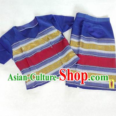 Traditional Asian Thai Costume Complete Set, Thai Top Grade Silk Fabrics Suit for Women