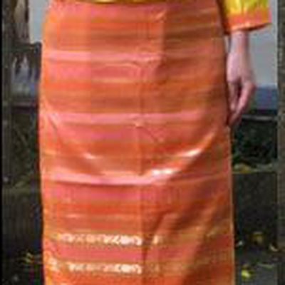 Traditional Asian Thai Costume Complete Set, Thai Waitress Silk Fabrics Suit for Women