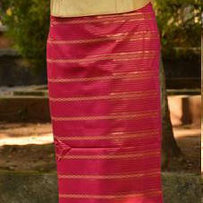 Traditional Asian Thai Costume Complete Set, Thai Waitress High Grade Silk Fabrics Shawl Suit for Women