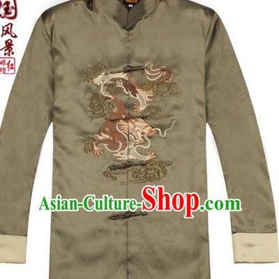 Men Coat Tang Suit Chinese Style Garment Traditional Dress Top Stage Costume