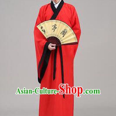 Tang Suit Chinese Traditional Costume Han Fu Garments straight-front Myeonbok Stage Show Dress Red