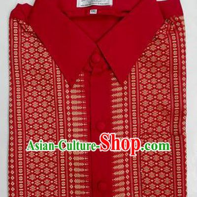 Traditional Asian Thai Palace Men Costume Skirt, Thai Royal Court Silk Dress Shirt for Men