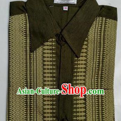 Traditional Asian Thai Palace Men Costume Skirt, Thai Royal Court Silk Dress Shirt for Men