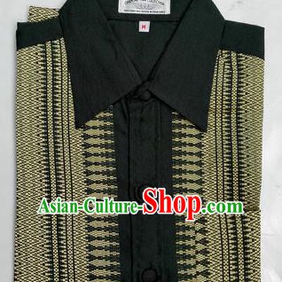 Traditional Asian Thai Palace Men Costume Skirt, Thai Royal Court Silk Dress Shirt for Men