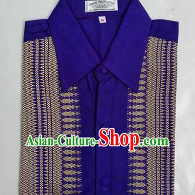 Traditional Asian Thai Palace Men Costume Skirt, Thai Royal Court Silk Dress Shirt for Men