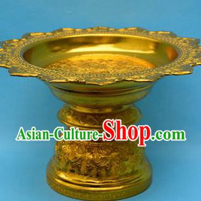 Traditional Asian Thai Palace decoration Ornaments Handicrafts, Thai Sacrificial High Tray Gilded Compote