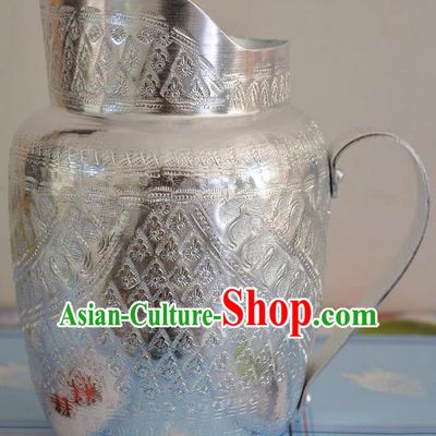Traditional Asian Thai Palace decoration Ornaments Handicrafts, Thai Silver Kettle Hip Flask Jug