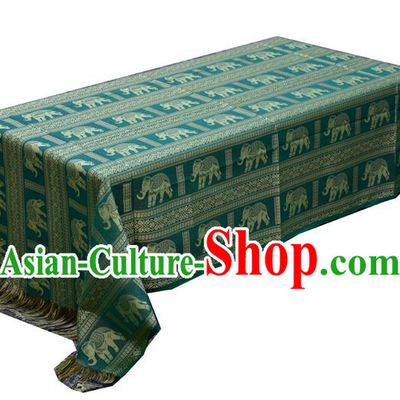 Traditional Asian Thai Palace decoration Ornaments Silk Elephant Table Cloth, Thai High Grade Silk Table Flag Table Cover