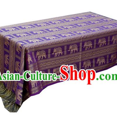 Traditional Asian Thai Palace decoration Ornaments Silk Elephant Table Cloth, Thai High Grade Silk Table Flag Table Cover