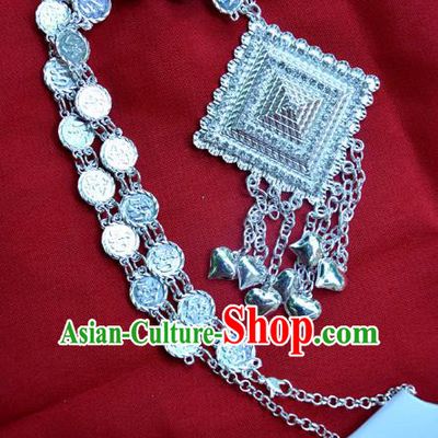 Traditional Asian Thai Jewelry Accessories Wedding Gold Plated Diamond Necklace, Charm Pendants Bride Sweater Chain for Women