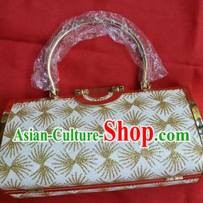 Traditional Asian Thai Jewelry Accessories Wedding Handbags, Thai Bangkok Bride Gold Handbags for Women