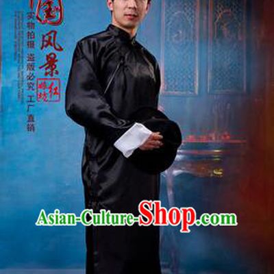 Chinese Traditional Dress Wu Si Period Men Stage Costume Lu Xun Chinese Long Garment