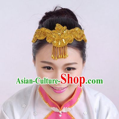 Traditional Chinese Yangge Hair Accessories, Fan Dancing Headwear, Folk Dance Yangko Peacock Dance Headdress, Stage Accessories Minimum Purchase 10