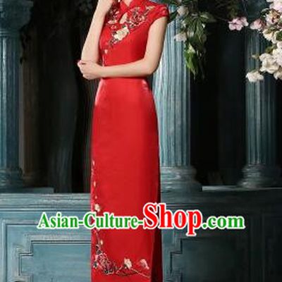 Traditional Chinese Women Dress Qi Pao Choengsam  Bride Clothes Wedding Long Dress Evening Dresses