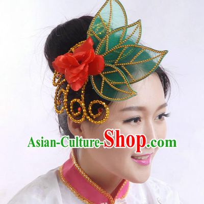 Traditional Chinese Yangge Hair Accessories, Fan Dancing Headwear, Folk Dance Yangko Peacock Dance Headdress, Stage Accessories