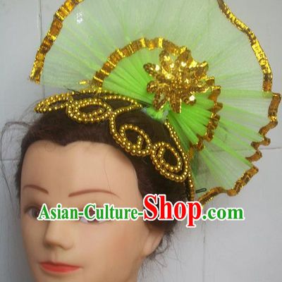 Traditional Chinese Yangge Hair Accessories, Fan Dancing Headwear, Folk Dance Yangko Peacock Dance Headdress, Stage Accessories