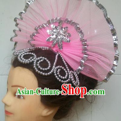 Traditional Chinese Yangge Hair Accessories, Fan Dancing Headwear, Folk Dance Yangko Peacock Dance Headdress, Stage Accessories