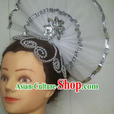 Traditional Chinese Yangge Hair Accessories, Fan Dancing Headwear, Folk Dance Yangko Peacock Dance Headdress, Stage Accessories