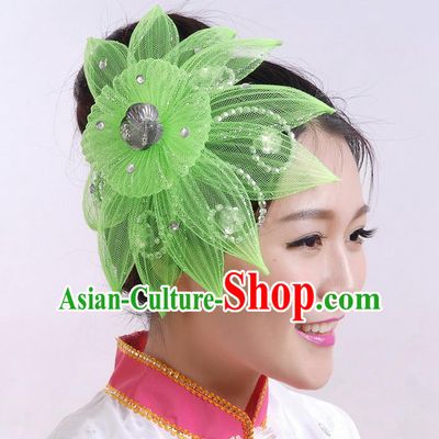Traditional Chinese Yangge Hair Accessories, Fan Dancing Headwear, Folk Dance Yangko Peacock Dance Headdress, Stage Accessories
