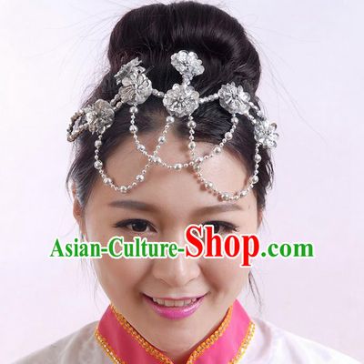 Traditional Chinese Yangge Hair Accessories, Fan Dancing Headwear, Folk Dance Yangko Peacock Dance Headdress, Stage Accessories Minimum