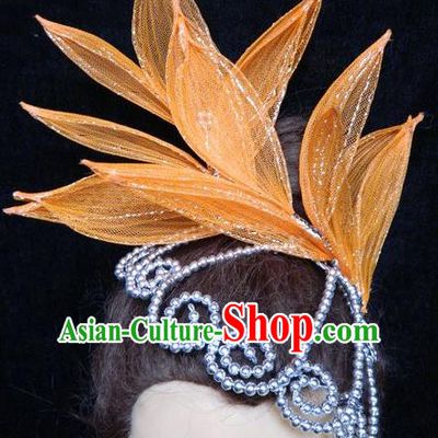 Traditional Chinese Yangge Hair Accessories, Fan Dancing Headwear, Folk Dance Yangko Peacock Dance Headdress, Stage Accessories