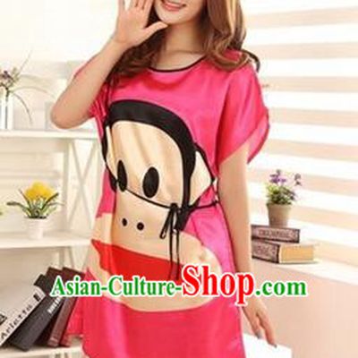 Night Gown Women Sexy Skirt Night Suit Nighty Bedgown Rose Red