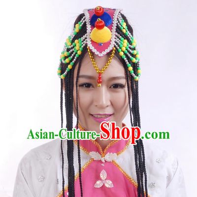 Traditional Chinese Yangge Hair Accessories, Fan Dancing Mongols Headwear, Folk Dance Yangko Peacock Dance Headdress, Stage Accessories