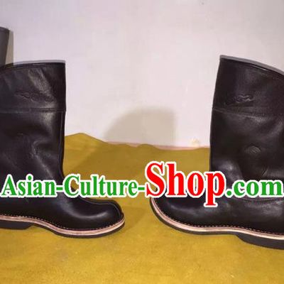 Traditional Chinese Minority Mongol Nationality Ethnic Minorities Mongolian Dance Cowhide Boots Mongolian Knee Boots Jockey Boots Tanks Boots for Men